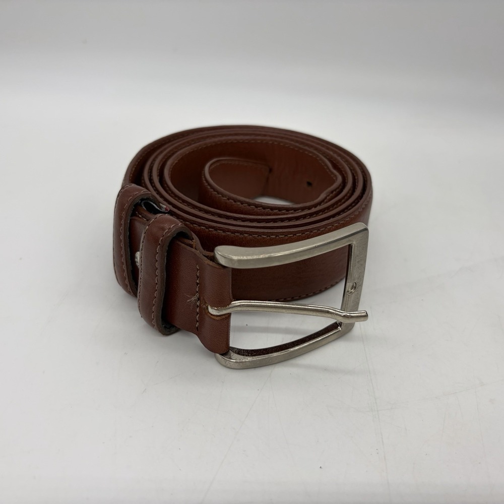 Vera Pelle Mens 40"-44" Belt Brown Leather Hand Made Made In Italy Width 1.25"